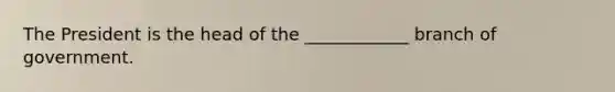 The President is the head of the ____________ branch of government.