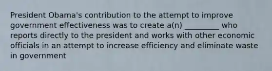 President Obama's contribution to the attempt to improve government effectiveness was to create a(n) _________ who reports directly to the president and works with other economic officials in an attempt to increase efficiency and eliminate waste in government