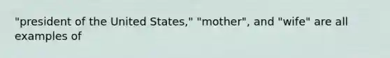 "president of the United States," "mother", and "wife" are all examples of