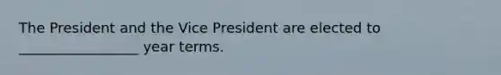 The President and the Vice President are elected to _________________ year terms.