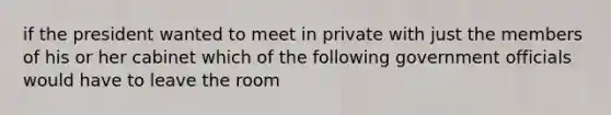 if the president wanted to meet in private with just the members of his or her cabinet which of the following government officials would have to leave the room