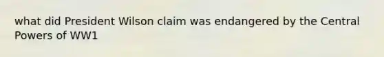 what did President Wilson claim was endangered by the Central Powers of WW1