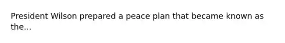 President Wilson prepared a peace plan that became known as the...