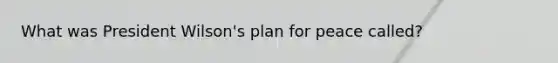 What was President Wilson's plan for peace called?