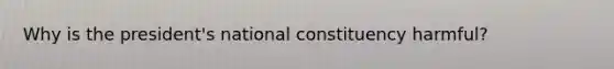 Why is the president's national constituency harmful?