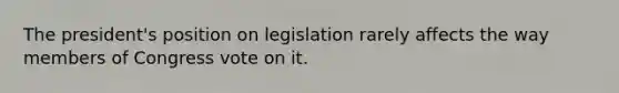 The president's position on legislation rarely affects the way members of Congress vote on it.