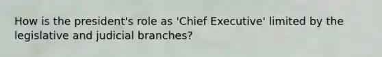 How is the president's role as 'Chief Executive' limited by the legislative and judicial branches?