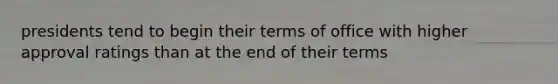 presidents tend to begin their terms of office with higher approval ratings than at the end of their terms