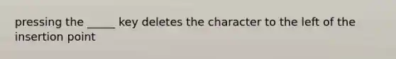 pressing the _____ key deletes the character to the left of the insertion point