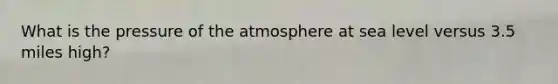 What is the pressure of the atmosphere at sea level versus 3.5 miles high?