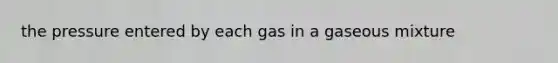 the pressure entered by each gas in a gaseous mixture