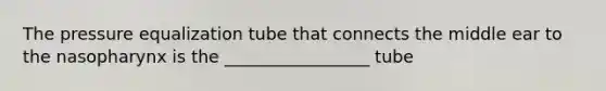The pressure equalization tube that connects the middle ear to the nasopharynx is the _________________ tube