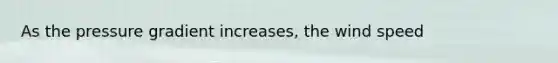 As the pressure gradient increases, the wind speed