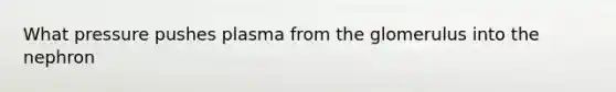 What pressure pushes plasma from the glomerulus into the nephron