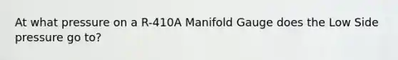 At what pressure on a R-410A Manifold Gauge does the Low Side pressure go to?