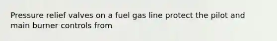 Pressure relief valves on a fuel gas line protect the pilot and main burner controls from