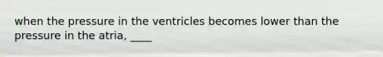 when the pressure in the ventricles becomes lower than the pressure in the atria, ____