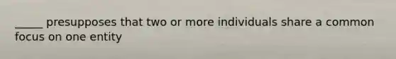 _____ presupposes that two or more individuals share a common focus on one entity