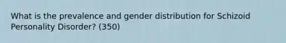 What is the prevalence and gender distribution for Schizoid Personality Disorder? (350)