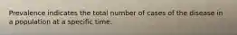 Prevalence indicates the total number of cases of the disease in a population at a specific time.