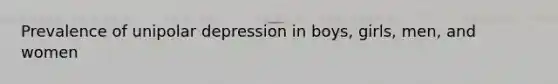 Prevalence of unipolar depression in boys, girls, men, and women