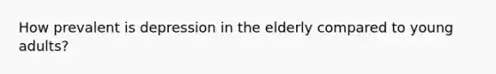 How prevalent is depression in the elderly compared to young adults?