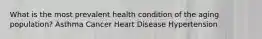 What is the most prevalent health condition of the aging population? Asthma Cancer Heart Disease Hypertension