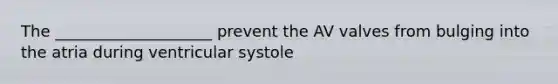 The ____________________ prevent the AV valves from bulging into the atria during ventricular systole