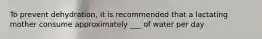 To prevent dehydration, it is recommended that a lactating mother consume approximately ___ of water per day