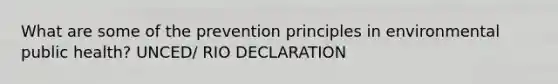 What are some of the prevention principles in environmental public health? UNCED/ RIO DECLARATION