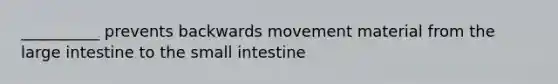 __________ prevents backwards movement material from the large intestine to the small intestine