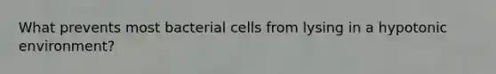 What prevents most bacterial cells from lysing in a hypotonic environment?