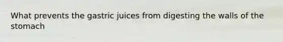 What prevents the gastric juices from digesting the walls of the stomach