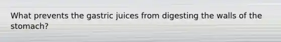 What prevents the gastric juices from digesting the walls of the stomach?