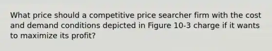 What price should a competitive price searcher firm with the cost and demand conditions depicted in Figure 10-3 charge if it wants to maximize its profit?