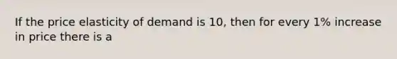 If the price elasticity of demand is 10, then for every 1% increase in price there is a