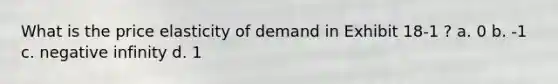 What is the price elasticity of demand in Exhibit 18-1 ? a. 0 b. -1 c. negative infinity d. 1