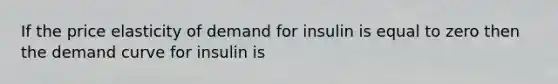 If the price elasticity of demand for insulin is equal to zero then the demand curve for insulin is