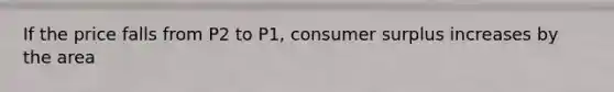 If the price falls from P2 to P1, consumer surplus increases by the area