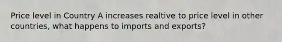 Price level in Country A increases realtive to price level in other countries, what happens to imports and exports?