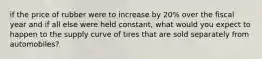 if the price of rubber were to increase by 20% over the fiscal year and if all else were held constant, what would you expect to happen to the supply curve of tires that are sold separately from automobiles?