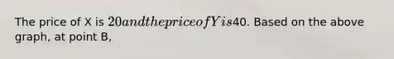 The price of X is 20 and the price of Y is40. Based on the above graph, at point B,