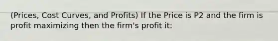 (Prices, Cost Curves, and Profits) If the Price is P2 and the firm is profit maximizing then the firm's profit it: