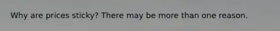Why are prices sticky? There may be <a href='https://www.questionai.com/knowledge/keWHlEPx42-more-than' class='anchor-knowledge'>more than</a> one reason.