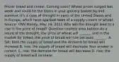 Pricier bread and cereal. Coming​ soon? Wheat prices surged last week and could hit the items in your grocery basket by​ mid-summer. It's a case of drought in parts of the United States and in​ Europe, which have sparked fears of a supply crunch of wheat. ​Source: CNN Money​, May​ 19, 2011 Why will the drought lead to a rise in the price of​ bread? Question content area bottom As a result of the​ drought, the price of wheat will​ _______ and in the market for​ bread, the price of bread will rise because​ _______. A. ​fall; both the supply of bread and the demand for bread will increase B. ​rise; the supply of bread will decrease Your answer is correct. C. ​rise; the demand for bread will decrease D. ​rise; the supply of bread will increase