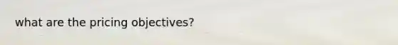 what are the pricing objectives?