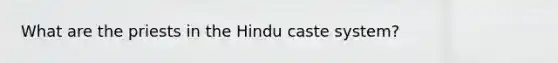 What are the priests in the Hindu caste system?