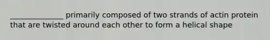 ______________ primarily composed of two strands of actin protein that are twisted around each other to form a helical shape