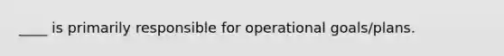 ____ is primarily responsible for operational goals/plans.