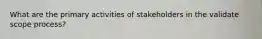 What are the primary activities of stakeholders in the validate scope process?